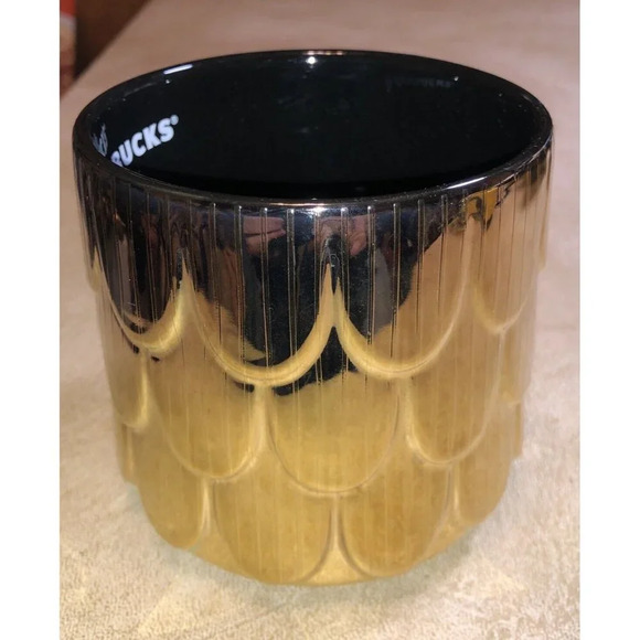 2019 Starbucks Mug Ceramic Gold Mermaid Scales Scalloped Coffee Mug 14oz Cup - Picture 5 of 7